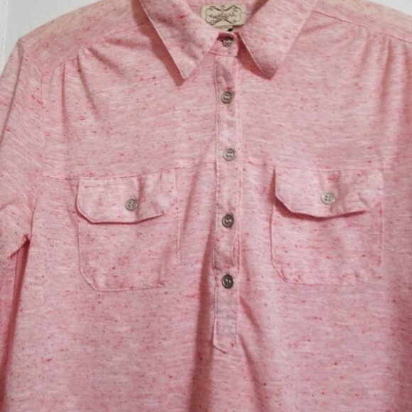 * EYELASH Pink Print Sheer Back Adjustable Sleeve Top Ladies XS - Picture 3 of 7